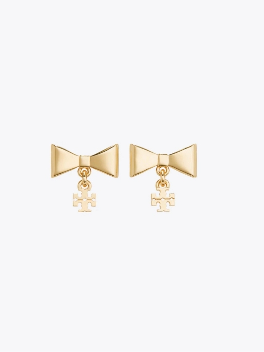 Tory Burch Gold Bow Drop Logo Studs for Kids